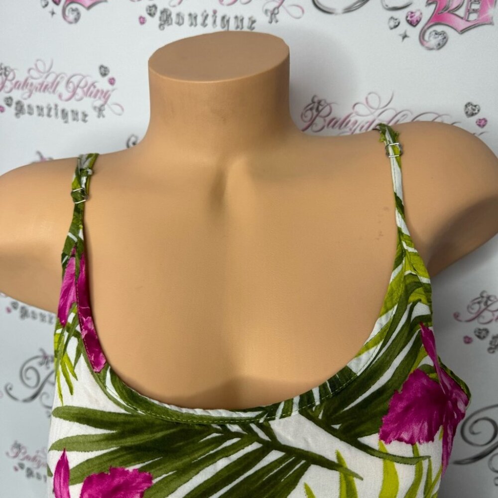 Brandy Melville dress tropical 🌴 green white pink open back strappy beach 🏖️ - Picture 8 of 14